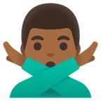 Google dla platformy man gesturing NO: medium-dark skin tone