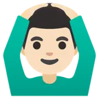 man gesturing OK: light skin tone for Google platform