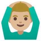 man gesturing OK: medium-light skin tone for Google platform