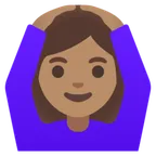 woman gesturing OK: medium skin tone para a plataforma Google
