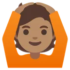 person gesturing OK: medium skin tone สำหรับแพลตฟอร์ม Google