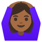 woman gesturing OK: medium-dark skin tone สำหรับแพลตฟอร์ม Google