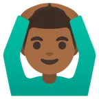 man gesturing OK: medium-dark skin tone for Google platform