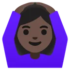 woman gesturing OK: dark skin tone สำหรับแพลตฟอร์ม Google
