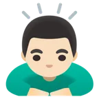man bowing: light skin tone for Google platform