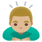 man bowing: medium-light skin tone for Google platform