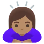 woman bowing: medium skin tone untuk platform Google