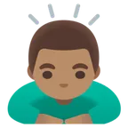 man bowing: medium skin tone til Google platform