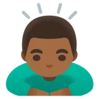 man bowing: medium-dark skin tone for Google platform