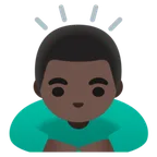 man bowing: dark skin tone for Google platform