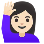 Google dla platformy woman raising hand: light skin tone