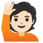 person raising hand: light skin tone لمنصة Google