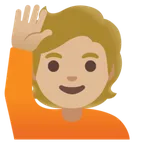person raising hand: medium-light skin tone per la piattaforma Google