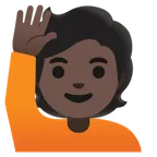Google dla platformy person raising hand: dark skin tone