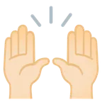 Google 平台中的 raising hands: light skin tone