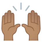 Google 플랫폼을 위한 raising hands: medium skin tone