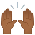 raising hands: medium-dark skin tone per la piattaforma Google