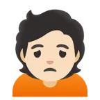 person frowning: light skin tone untuk platform Google