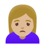 woman frowning: medium-light skin tone pour la plateforme Google