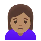 woman frowning: medium skin tone สำหรับแพลตฟอร์ม Google