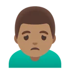 man frowning: medium skin tone voor Google platform