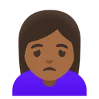 woman frowning: medium-dark skin tone untuk platform Google