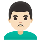 man pouting: light skin tone for Google platform