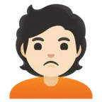 person pouting: light skin tone untuk platform Google