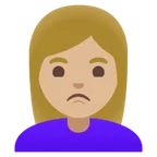 Google platformu için woman pouting: medium-light skin tone