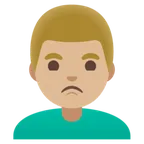 man pouting: medium-light skin tone for Google platform