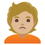 person pouting: medium-light skin tone สำหรับแพลตฟอร์ม Google