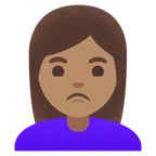 woman pouting: medium skin tone สำหรับแพลตฟอร์ม Google