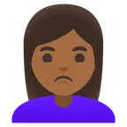 Google platformu için woman pouting: medium-dark skin tone