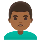 man pouting: medium-dark skin tone til Google platform