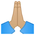 Google dla platformy folded hands: medium-light skin tone