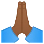 folded hands: medium-dark skin tone para la plataforma Google