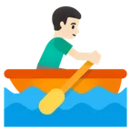 man rowing boat: light skin tone untuk platform Google