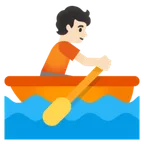 person rowing boat: light skin tone für Google Plattform