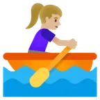 woman rowing boat: medium-light skin tone untuk platform Google