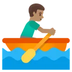 man rowing boat: medium skin tone สำหรับแพลตฟอร์ม Google
