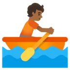 person rowing boat: medium-dark skin tone สำหรับแพลตฟอร์ม Google