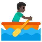 man rowing boat: dark skin tone untuk platform Google