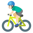 man biking: light skin tone for Google platform