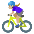 Google dla platformy woman biking: medium-light skin tone