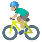 man biking: medium-light skin tone für Google Plattform
