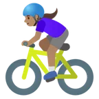 woman biking: medium skin tone til Google platform