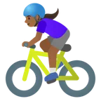 Googleプラットフォームのwoman biking: medium-dark skin tone
