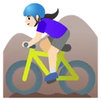 woman mountain biking: light skin tone til Google platform
