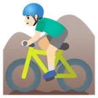 man mountain biking: light skin tone for Google platform