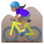 woman mountain biking: medium skin tone til Google platform